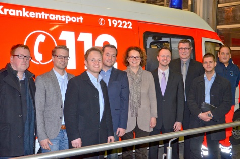 V.l.n.r.: Holger Koch, Nils Kasper, Thomas Lenzen, Markus Melchers, Gabi Molitor MdB, Stefan Lenzen, Geschäftsführer Ralf Rademacher, David Stolz und Wachleiter Carsten Wacht. (Bildquelle: Dieter Görtz)